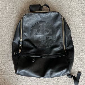 Used Tory Burch black leather backpack